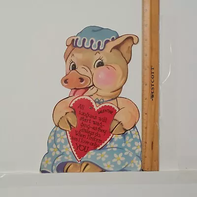 Vintage Valentine TONGUES WILL START WAGGING Large 10  Mechanical Die Cut • $29.99