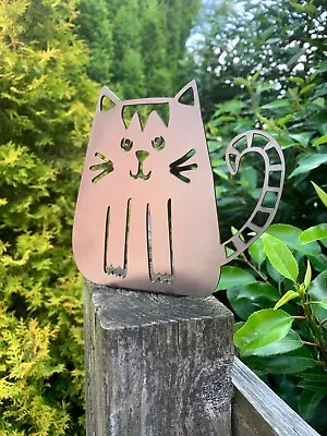 Cat Fence Gate Topper Garden Ornament Decor Steel Metal Gift Fringe • £9.50