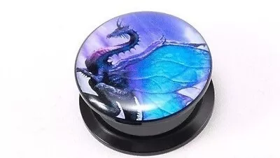 Pair Blue Flying Dragon Ear Gauges Ear Plugs Ear Tunnels Body Jewelry Piercings • $13.65
