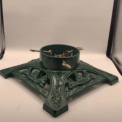 $39.95 • Buy Vintage John Wright Cast Iron Green Heirloom Christmas Tree Stand LL Bean 17 Lbs