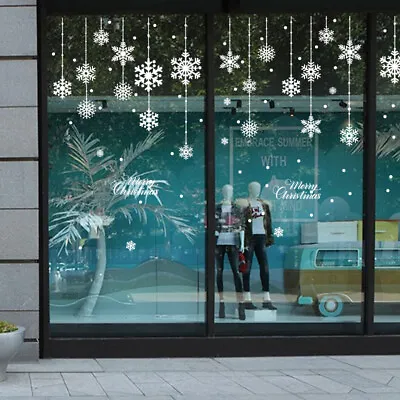 £2.98 • Buy Christmas Window Stickers Decal Reusable Self Cling Xmas Snowflakes Wall Decor