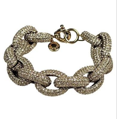 J. Crew Gold Tone Chainlink Bracelet With PAVE Crystals • $69