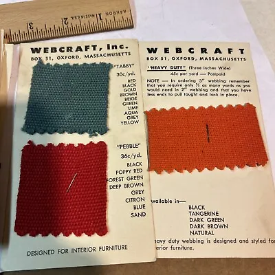 VINTAGE Fabric Sample Cards Swatches WEBCRAFT INC OXFORD MAS. CHAIRS • $14.99