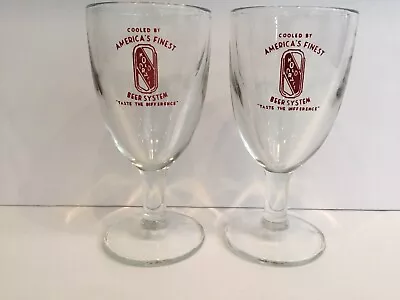 Vintage Kold Draft Beer Glass System Set Of 2 Heavy Stemmed Glasses Goblets • $27.99