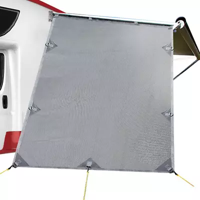 Caravan Privacy Screen Roll Out Awning 1.95 X 2.2M Sun Shade End Wall Side Grey • $48.42