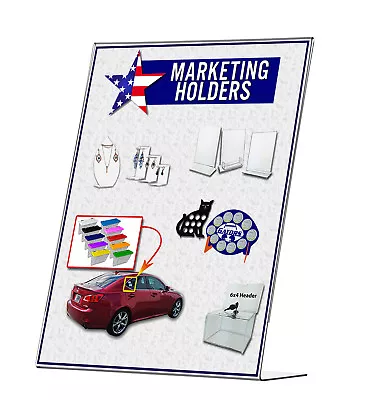 6 Pack 11 W X 14 H Sign Holder Large POP Retail Display Stand Slant Back • $58.99