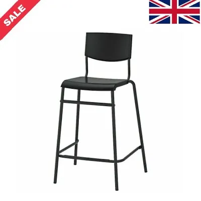 Ikea STIG High Bar Stool With Backrest Stackable 63cm UK • £33.79