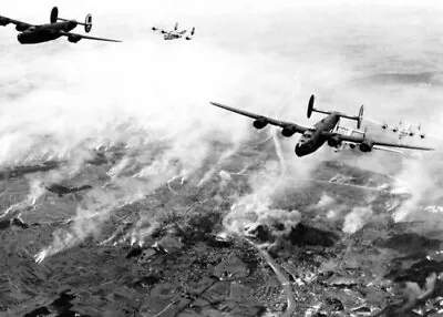 B24 Liberator Squadron On Bombing Raid WW2 WWII Re-Print 4x6 • $5.99