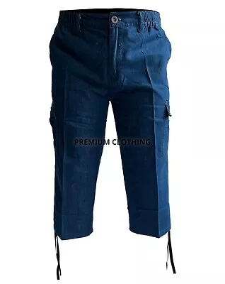 £13.99 • Buy New Mens 3/4 Long Length Shorts Elasticated Waist Cargo Combat Three Quarter 01m