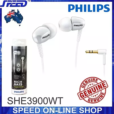 PHILIPS SHE3900WT Headphones Earphones Earbuds - Rich Bass - WHITE - GENUINE  • $39.95