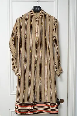 Vintage Gucci 70s Dress UK 10 Beige Black Red Gold 100% Silk Immaculate • $1261.99