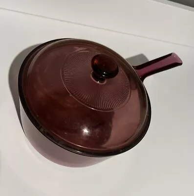 Vision Corning Ware Cranberry 1.5 Saucepan W/Pyrex Lid. • $19.99