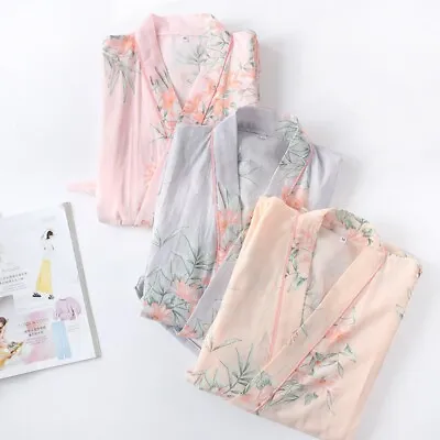 Women Floral Cotton Kimono Yukata Pajamas Robe Japanese Bathrobe Nightwear Home • £25.70
