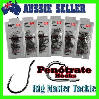 Fishing Penotrate Octopus J-Hooks Suicide 3/0 4/0 5/0 6/0 7/0 Or 9/0 25-packs • $13.95