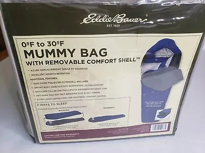 Eddie Bauer Mummy Sleeping Bag Removable Comfort Shell  0F To 30F Carry Case • $119.99