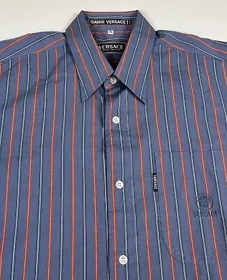 Men's Vintage Gianni Versace Jeans Couture Shirt Long Sleeve Stripes Sz XL • $45