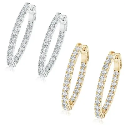 Sterling Silver Hoop Earrings Cubic Zirconia Hoops Men Women 2PC CZ Earrings Set • $12.99