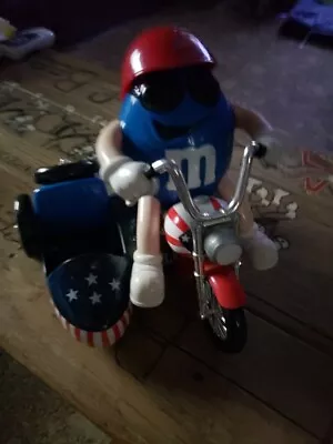 M&M's Blue M&M Peanut On Motorcycle Candy Dispenser MM2 MM USA BIKER Rare Cool • $4.99