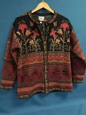 Vtg Coldwater Creek Shetland Wool Icelandic Style Cardigan Sweater Women's Sz S • $29.99