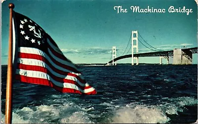 Mackinac Bridge Michigan Water Wonderland Unposted Plastichrome Unp Postcard • $2.75