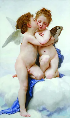 William Adolphe Bouguereau  First Kiss  French Chest Blue Artwork Fine Art • £81