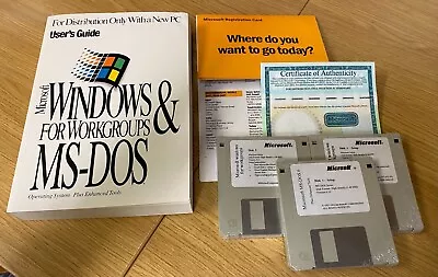Microsoft Windows For Workgroups & Ms Dos User Guide & Disks • £49