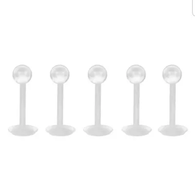 £3.45 • Buy 5 Pcs Bioflex Labret Bars Piercing Tragus Lip  Stud Ear Cartilage Retainers