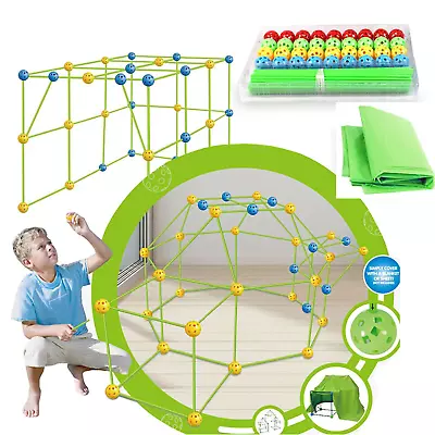 88Pcs Kids Construction Fort Building Kit Castles 3D Play House Tent Toy Gift • $23.49