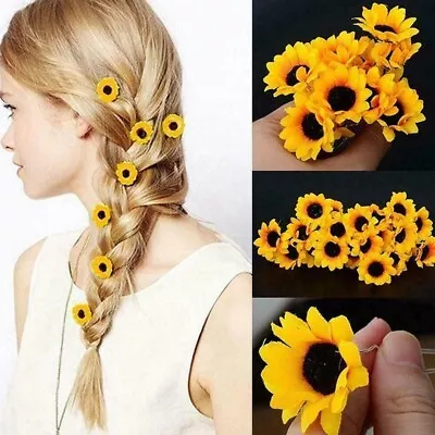 10PCS Daisy Sunflower Bridal Wedding Party Hair Pins Decor Hair Clips • £4.59