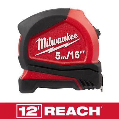 5 M/16 Ft. Compact Tape Measure Milwaukee Plastic Lockable Metric SAE Hand Tool • $15.82