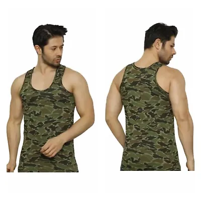 Men's Sleeveless Vest Camouflage Army Muscle Gym Athletic Sports Cotton Tank Top • £4.99