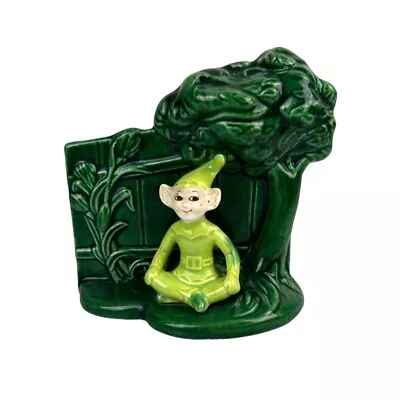 Vintage Mid Century Treasure Craft Elf Green Wall Pocket Ceramic Planter Holiday • $38.88