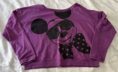 Disney Mickey Mouse Wearing Sunglasses & Bow Tie Purple Large L Shirt Woman • $8.99