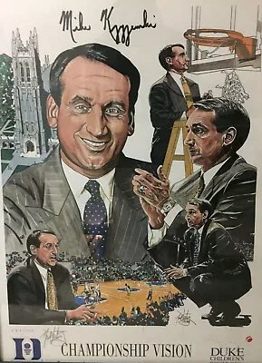 Coach K Mike Krzyzewski Signed Poster Duke Blue Devils 19x24 W/ COA Art Print • $999.99