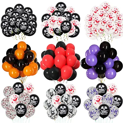 12''Black Halloween Party Balloons Black & Orange Balloons Latex Halloween Party • £1.99