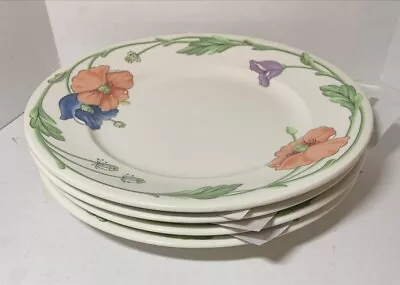 4 VILLEROY & BOCH Amapola Rimmed Salad Plates Raised Floral 8 3/8  • $48