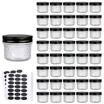 4 Oz Glass Jars With Lids（Black）Small Clear Canning Jars For CaviarHerbJel... • $43.44