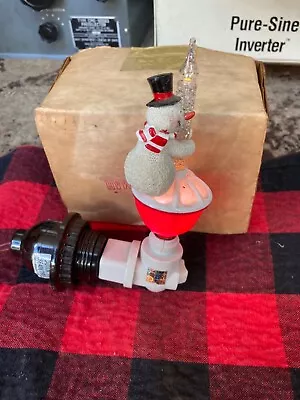 Vintage Snowman Christmas Water W/Glitter Nite-Lite Light Red/White • $50