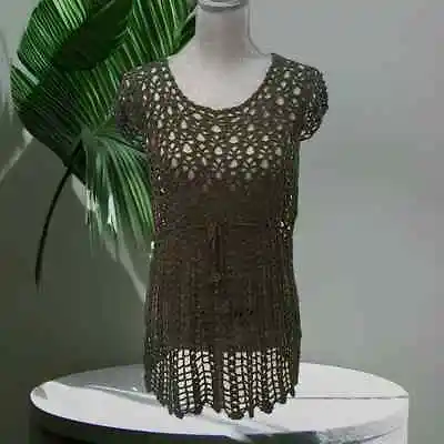 Beautiful Crochet Olive Women's Tunic Top Nwot One Size • £15.42
