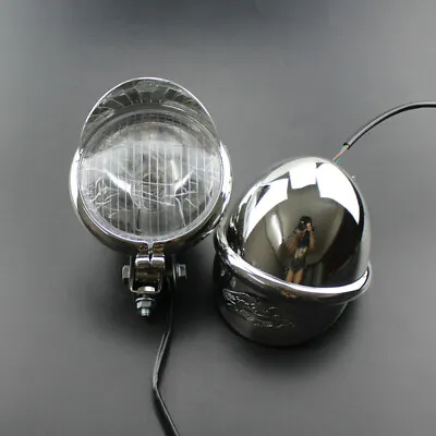 Chrome Motorcycle Spot Light Bulb Fog Light Head Lamp For Honda Suzuki Kawasaki • $29.69