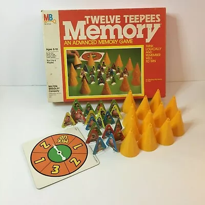 Memory Game Twelve Teepees By Milton Bradley Vtg Visual Recall Indians TPs • $12.99