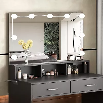 31  Makeup Vanity With Lighted Mirror And Power Outlet 3 Lighting Colors - Black • $229.98