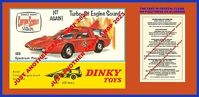 Dinky Toys 103 Captain Scarlet Spectrum Patrol Car Instruction Leaflet & Poster  • £4.49