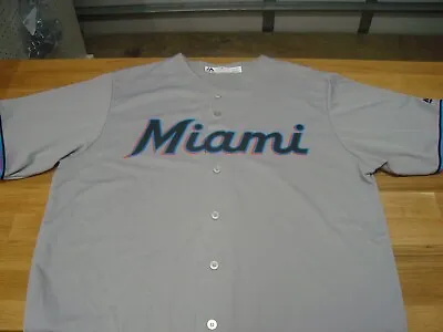 Miami Marlins Majestic Cool Base Jersey - Road Gray - Size XL  • $50