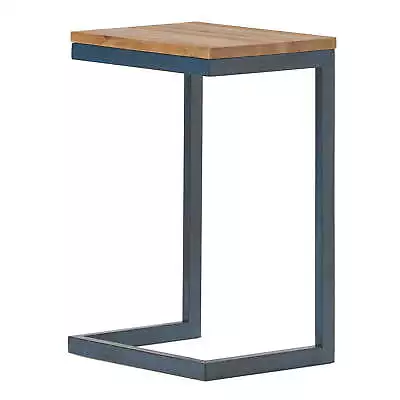 C-shaped Firwood And Iron End Table Sofa Chair Coffee Side Table Brown/Blue • $28.80