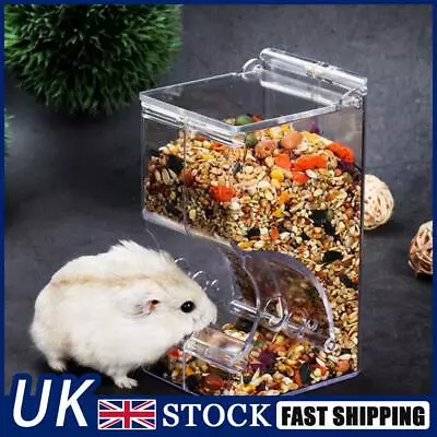Hamster Rabbit Food Dispenser Feeder Automatic Pet Transparent Safe Food Bowl • £7.39