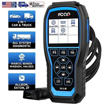 Obd Diesel Heavy Duty Truck Scanner Diagnostic Tool Full System Obd2 Code Reader • $199
