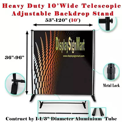 10' X 8' Heavy Duty Telescopic Banner Stand Step And Repeat Adjustable Backdrop  • $229.98