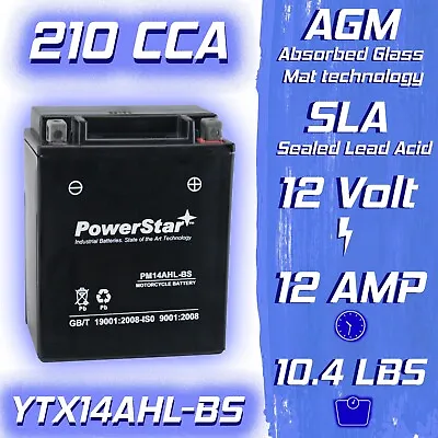 PowerStar YB14L-A2 Motorcycle Battery For HONDA CB750K Four 750CC 69-'82 • $95.88