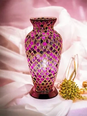 Mosaic Glass Vase Lamp Modern New Pink Tile Lighting Home Living Stylish   79PLT • £49.99